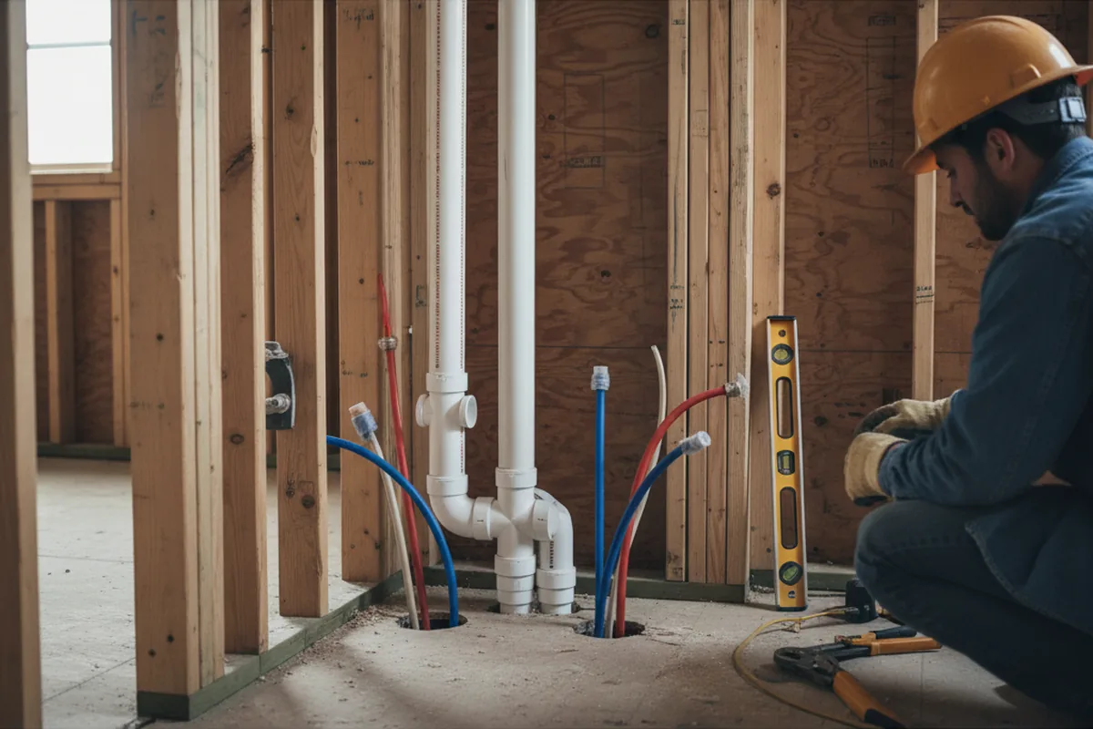 Drain and supply rough-in during Drain Cleaning in Clinton